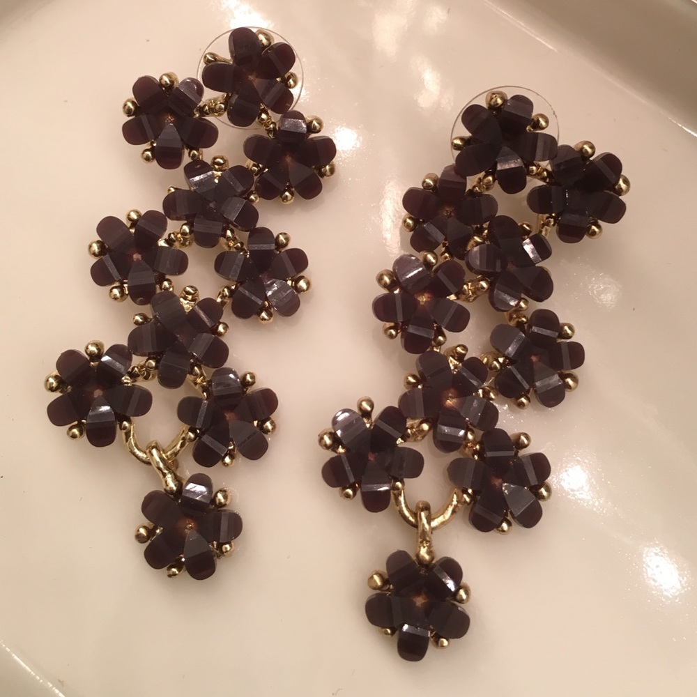 Anthropologie Drop Purple Floral Earrings